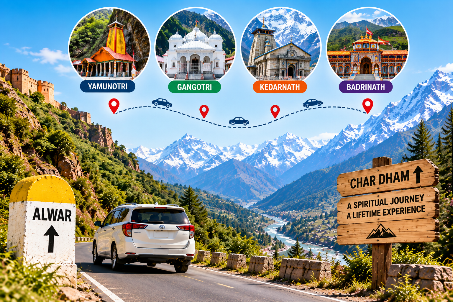 Alwar to Char Dham by Car Travel Time & Guidelines | Complete Road Trip Guide